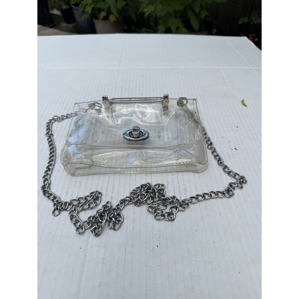 Clear Transparent PVC Mini Handbag Silver Chain Y2K Jelly Purse Crossb